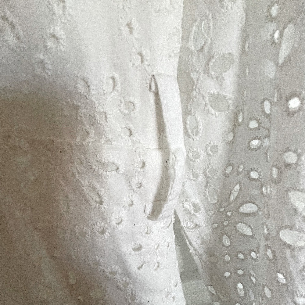 NTW MANGO LONG SLEEVE WHITE COTTON EYELET SHIRTDRESS, SIZE L - Picture 7 of 15
